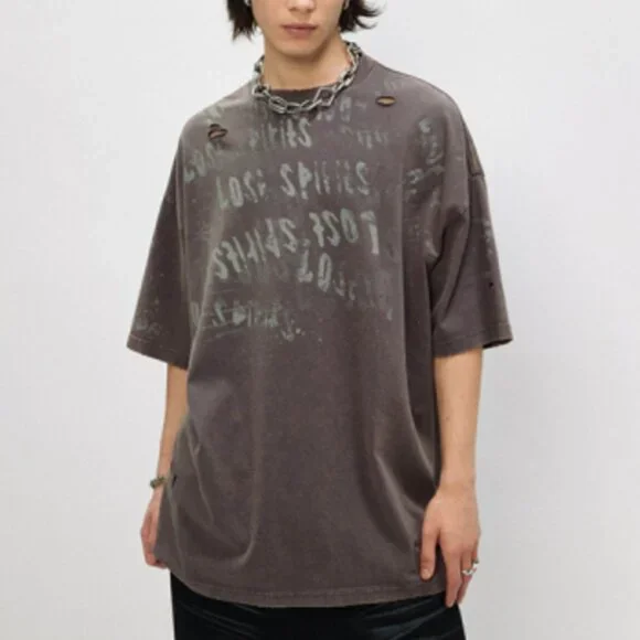 OVDY Black Distressed Grunge Graphic T-Shirt - Picture 2 of 10